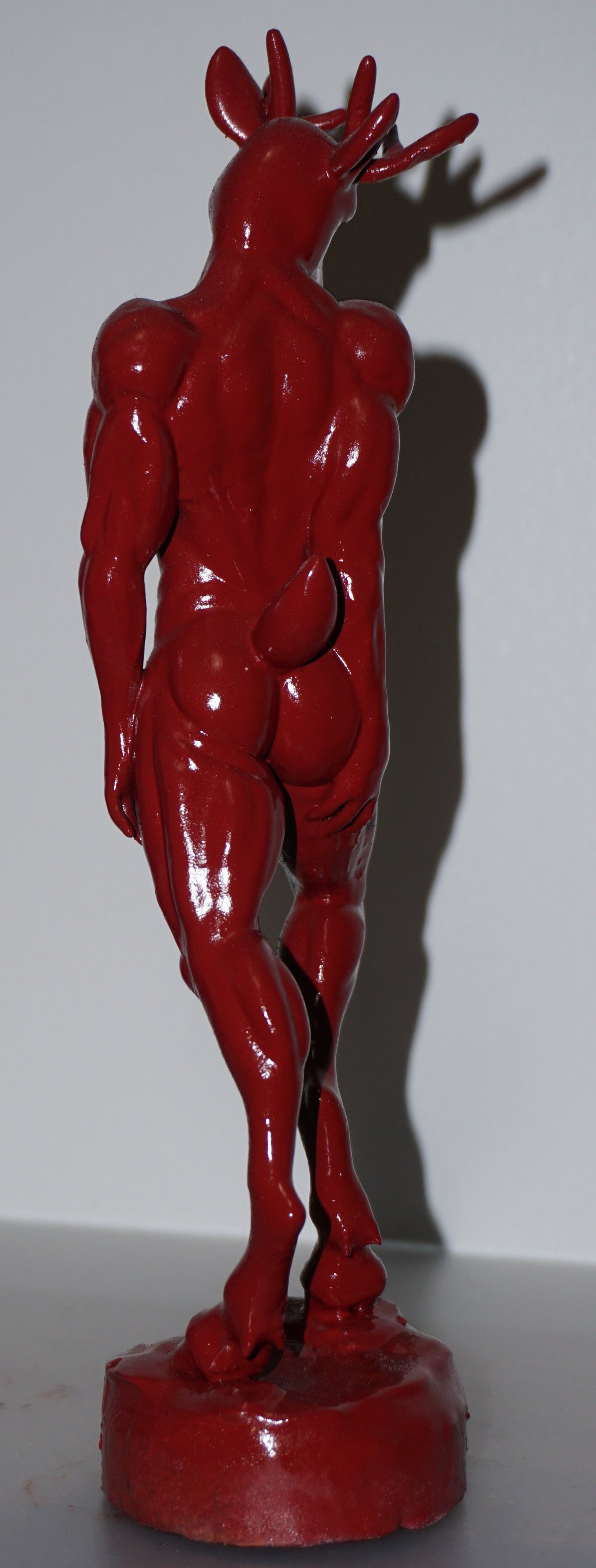 Red Buck Statue | Anthropomorphic Deer Man Sculpture | Muscular Stag Figurine | Horned Male Art | Fantasy Deer Decor