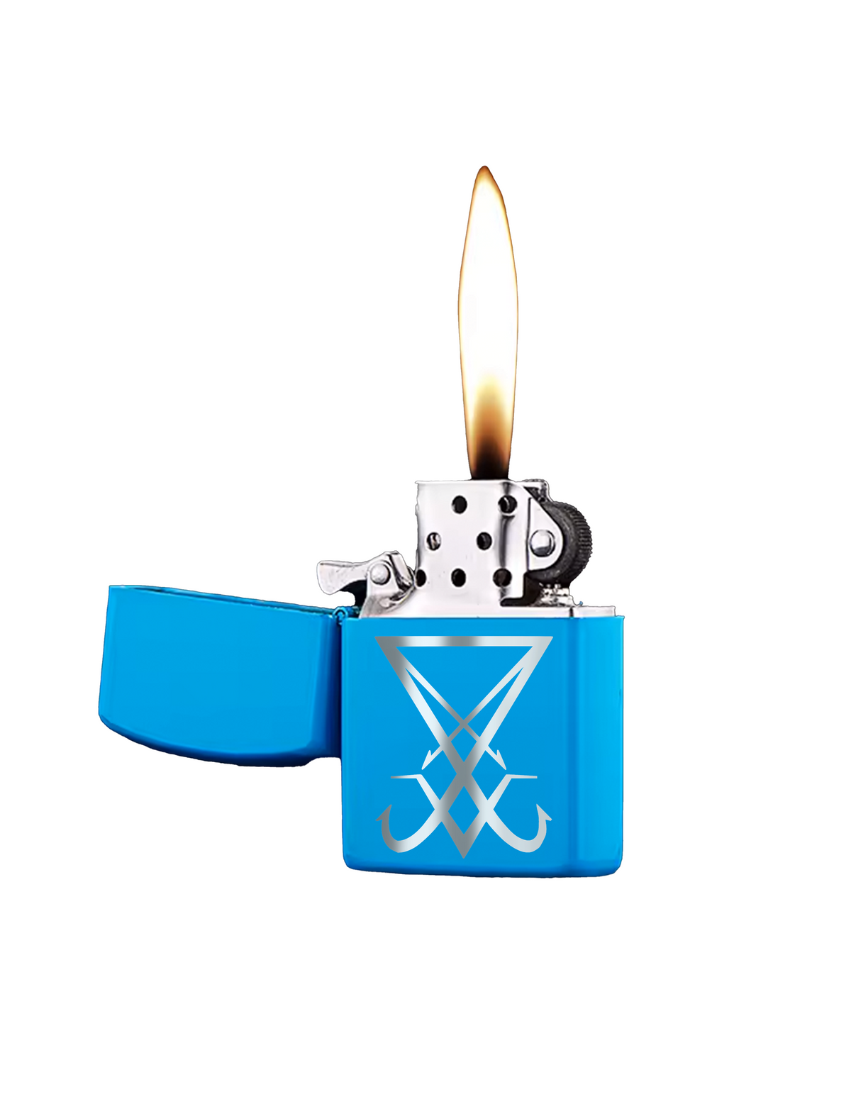 Refillable Lighter, Lucifer Sign, Stainless Steel, Kerosene