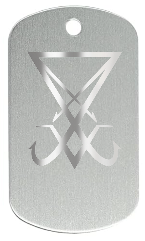 Lucifer Sign Dog Tag, Aluminum, 1.96 Inch, Polished
