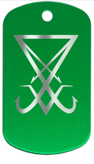 Lucifer Sign Dog Tag, Aluminum, 1.96 Inch, Polished