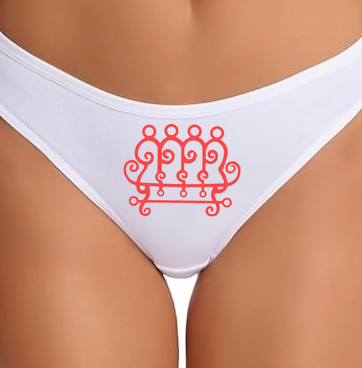 White Cotton Thongs, Soft Seamless Low Rise, Goetia Sigils Design