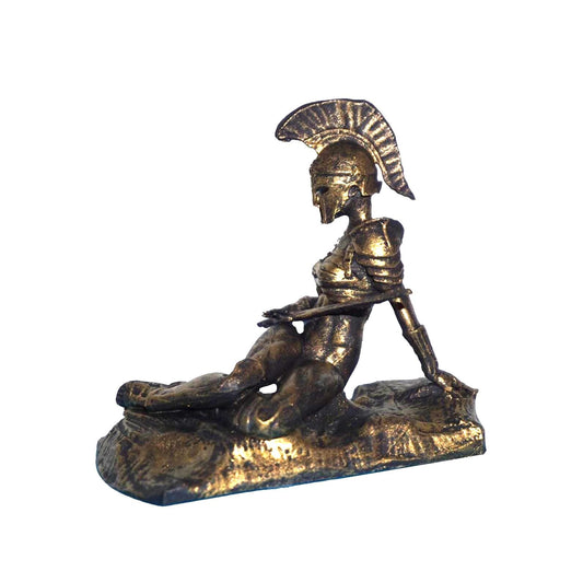 Spartan Warrior Statue, Antique Gold & White Hand-Painted Figurine