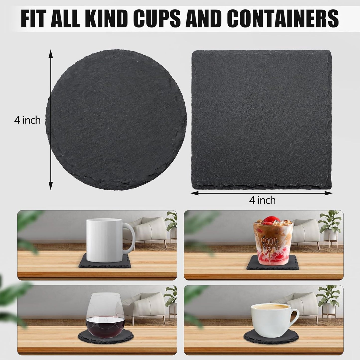 Star Of David Slate Coaster Anti Slip Legs Laser Engraved