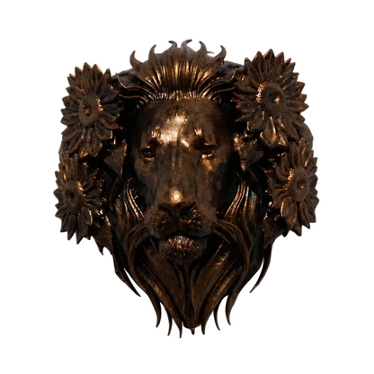 Lion Head Wall Decor | Lion Sculpture with Flowers | Majestic Lion Wall Hanging | Wildlife Art | Floral Lion Decor | Statement Wall Art