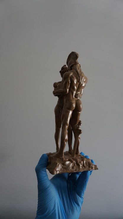 Nutmeg Achilles and Patroclus Statue Classical Male Sculpture Figurative Art Dramatic Greek Inspired Decor