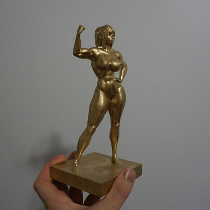 Golden Grace Female Statue | Muscular Woman Sculpture | Nude Female Figure | Athletic Woman Art | Gold Body Sculpture | 4 to 40 Inch Sizes
