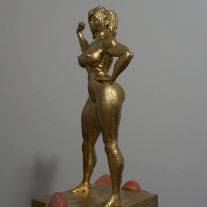 Golden Grace Female Statue | Muscular Woman Sculpture | Nude Female Figure | Athletic Woman Art | Gold Body Sculpture | 4 to 40 Inch Sizes