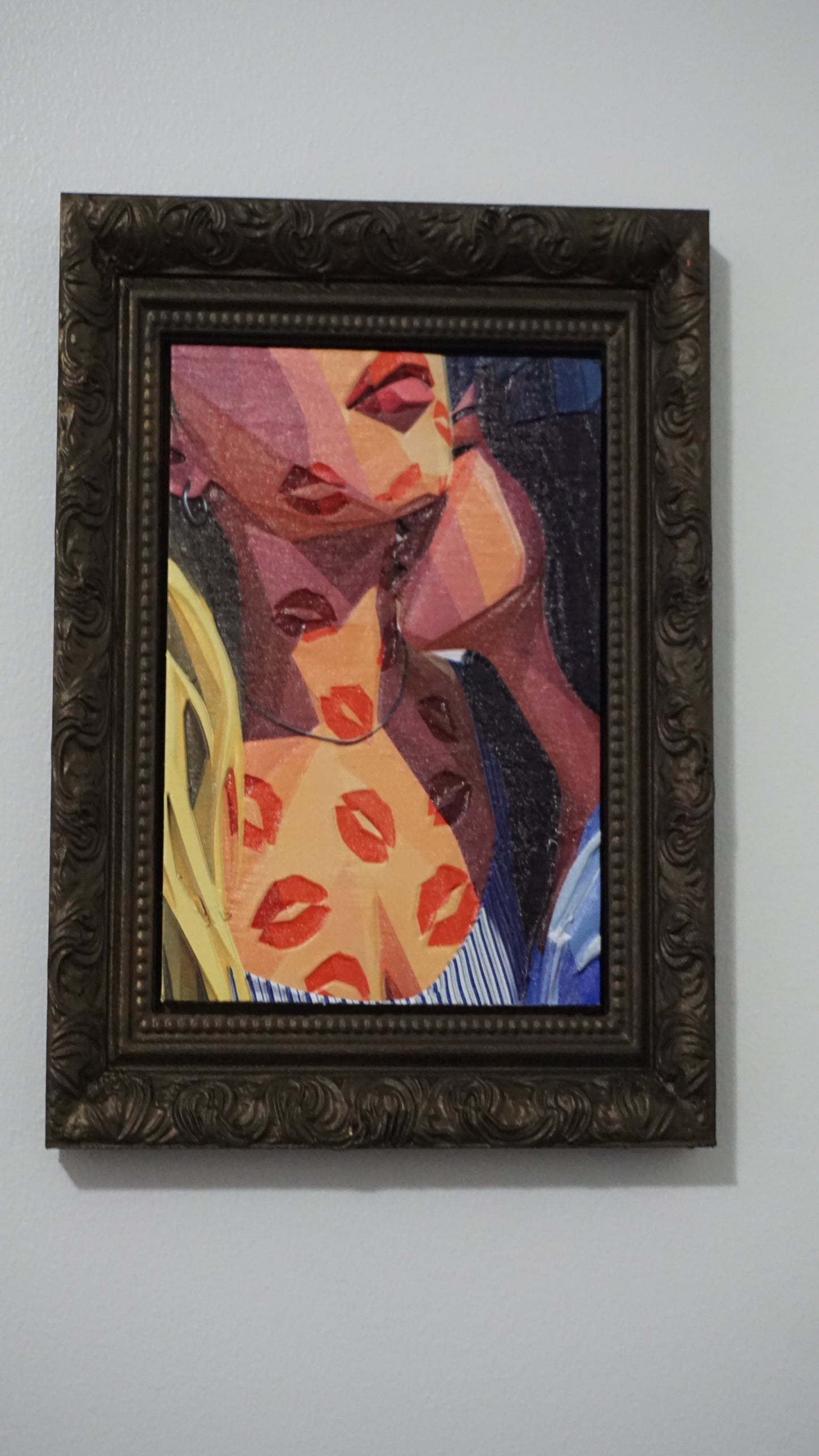 Two Women Kissing Relief Wall Art | Romantic Female Couple Artwork | Sapphic Love Framed Art | Classical Lovers Relief | Custom Frame Color (Copy)