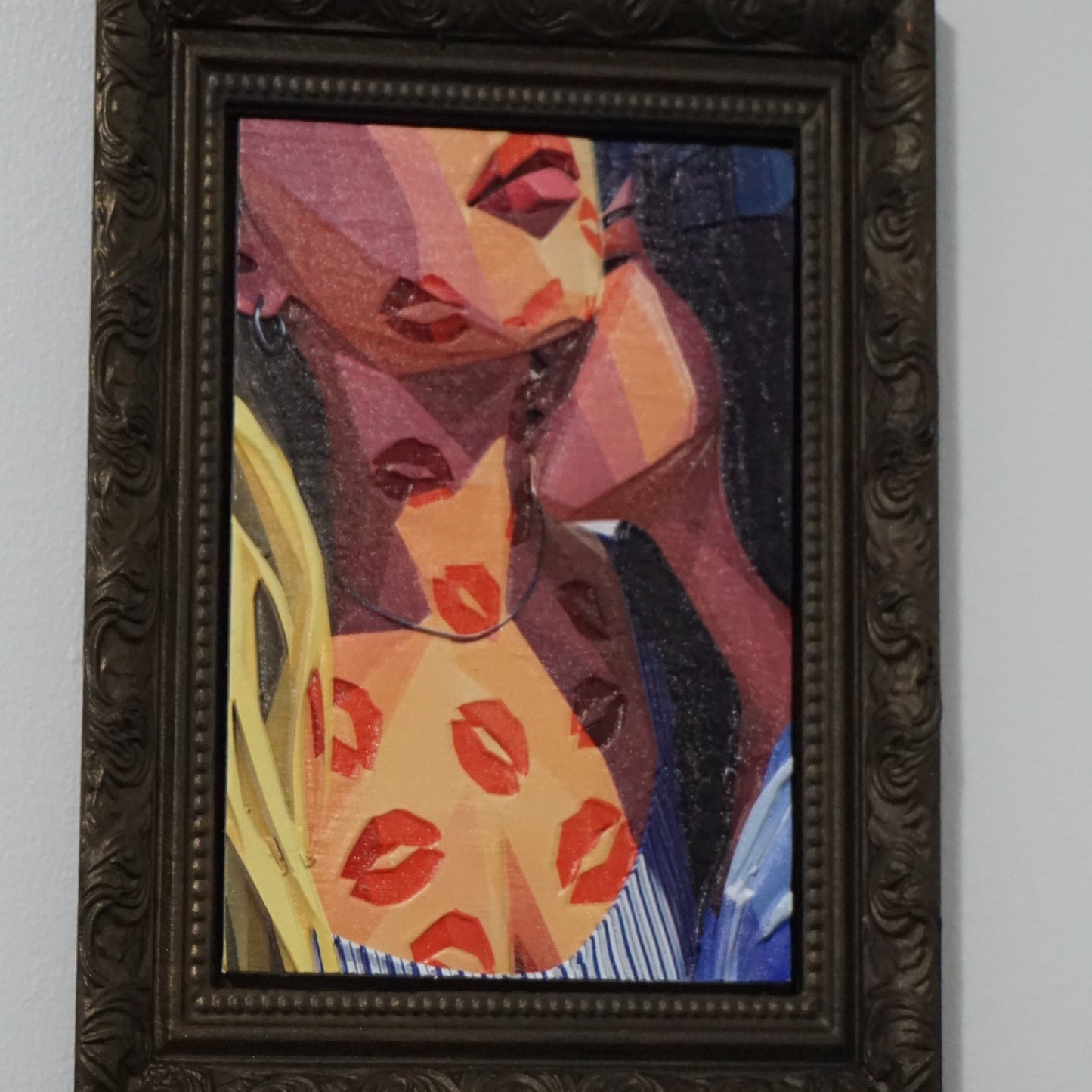 Two Women Kissing Relief Wall Art | Romantic Female Couple Artwork | Sapphic Love Framed Art | Classical Lovers Relief | Custom Frame Color (Copy)