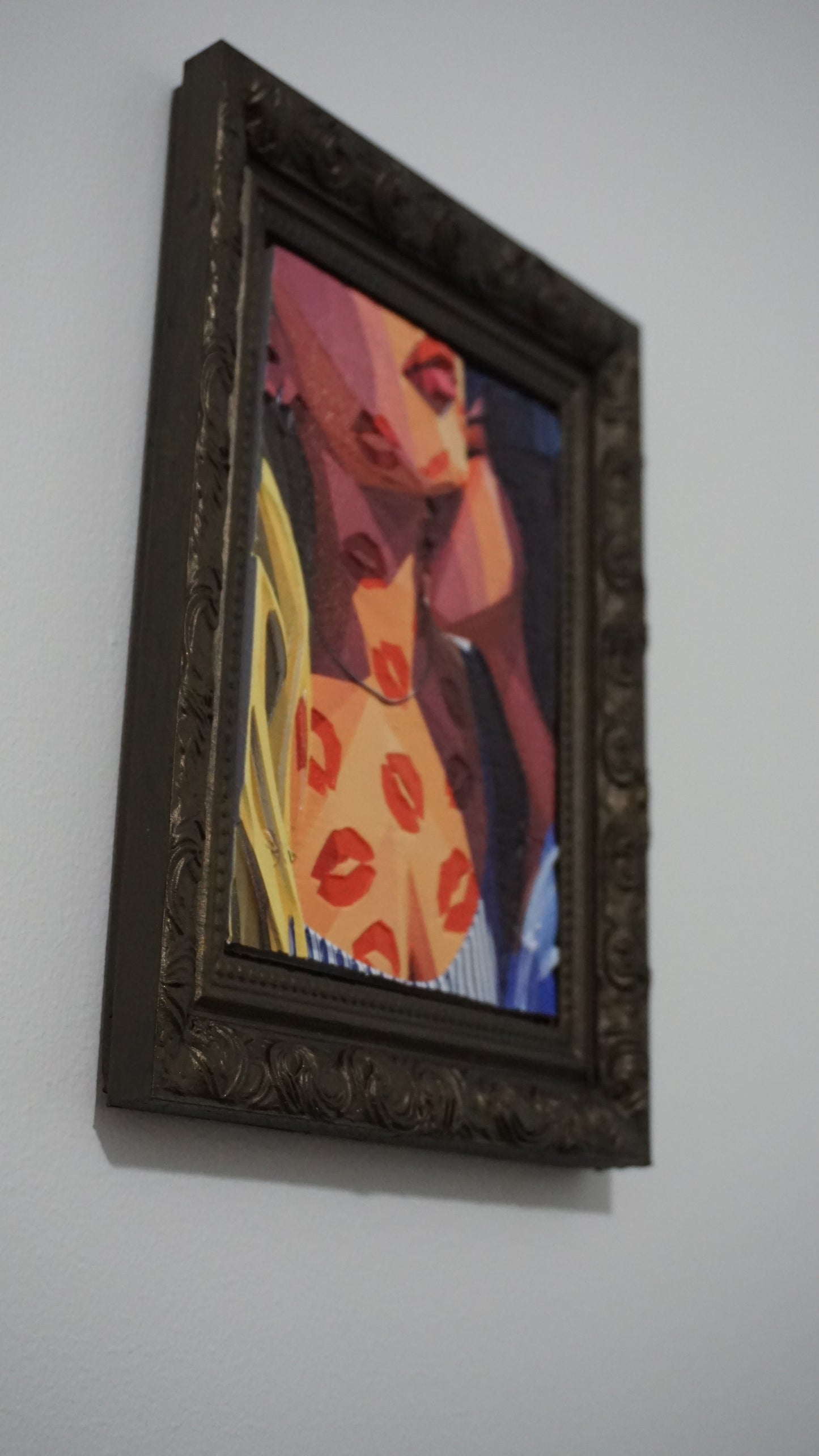 Two Women Kissing Relief Wall Art | Romantic Female Couple Artwork | Sapphic Love Framed Art | Classical Lovers Relief | Custom Frame Color (Copy)