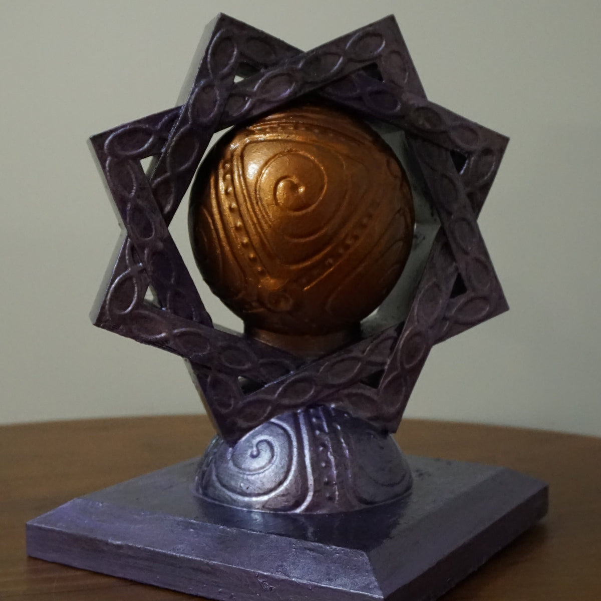 Purple & Bronze Divine Shrine Statue | Fantasy Altar Sculpture | Mystical Orb Shrine | Arcane Temple Decor | 4–40 Inches