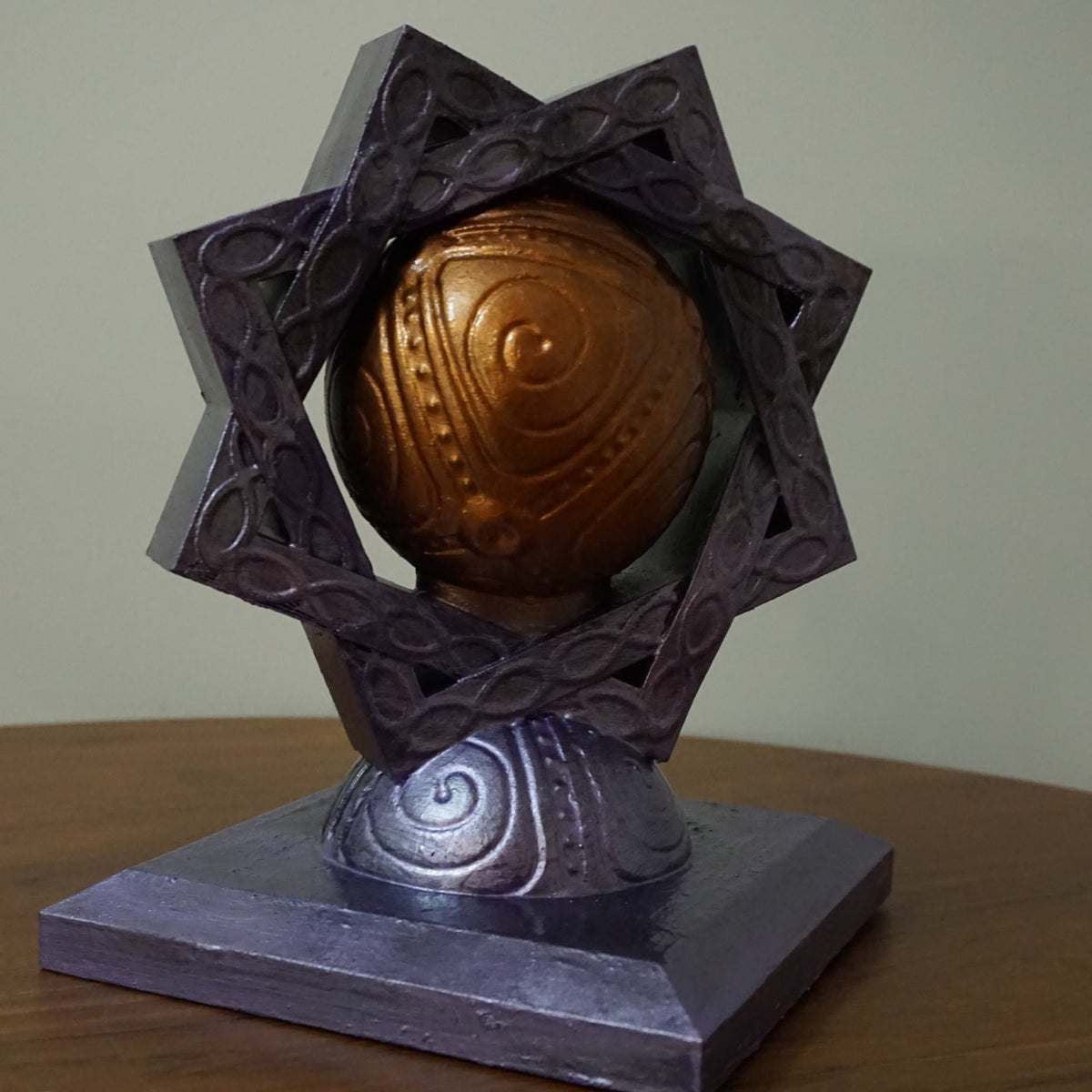 Purple & Bronze Divine Shrine Statue | Fantasy Altar Sculpture | Mystical Orb Shrine | Arcane Temple Decor | 4–40 Inches