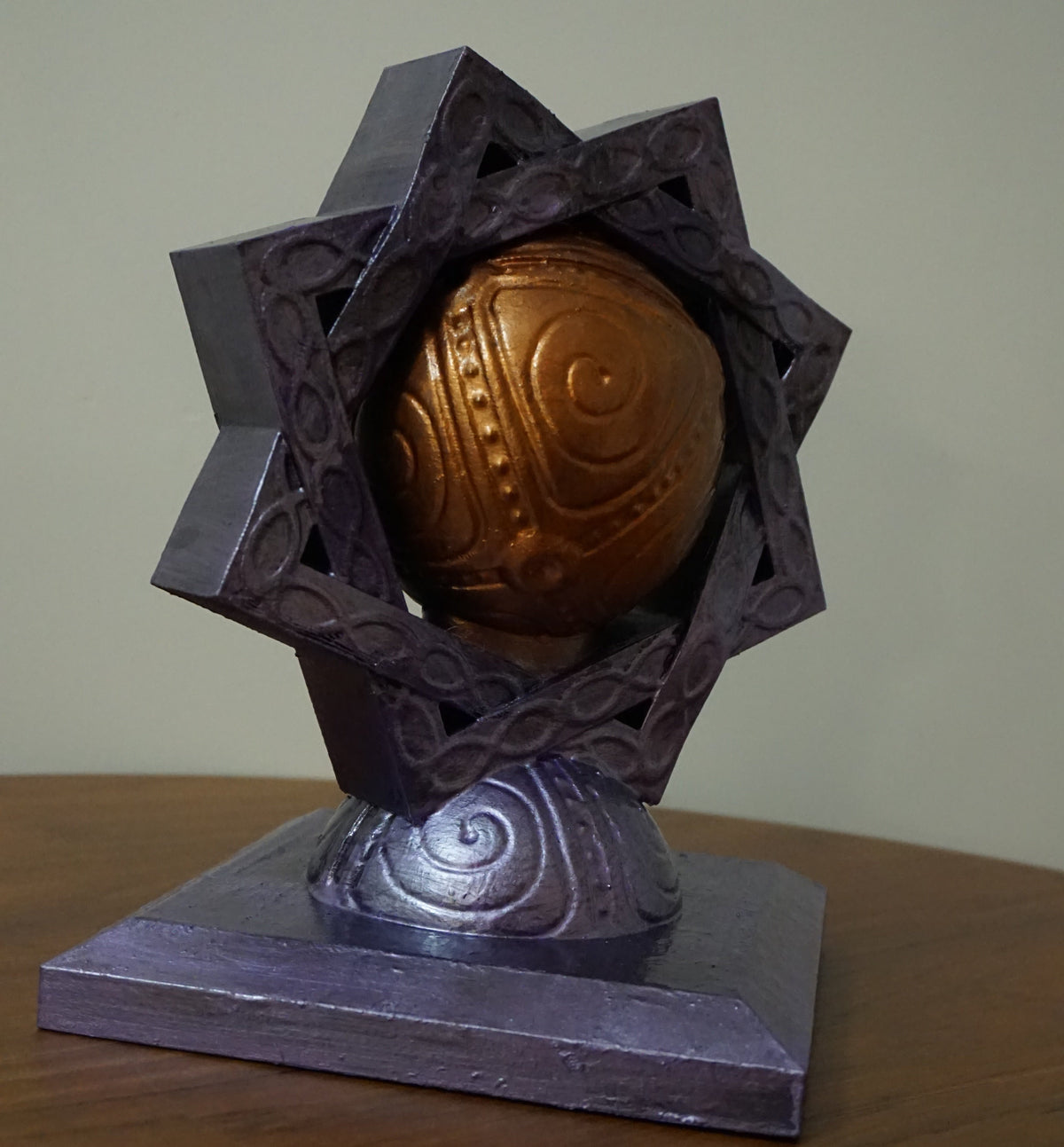 Purple & Bronze Divine Shrine Statue | Fantasy Altar Sculpture | Mystical Orb Shrine | Arcane Temple Decor | 4–40 Inches
