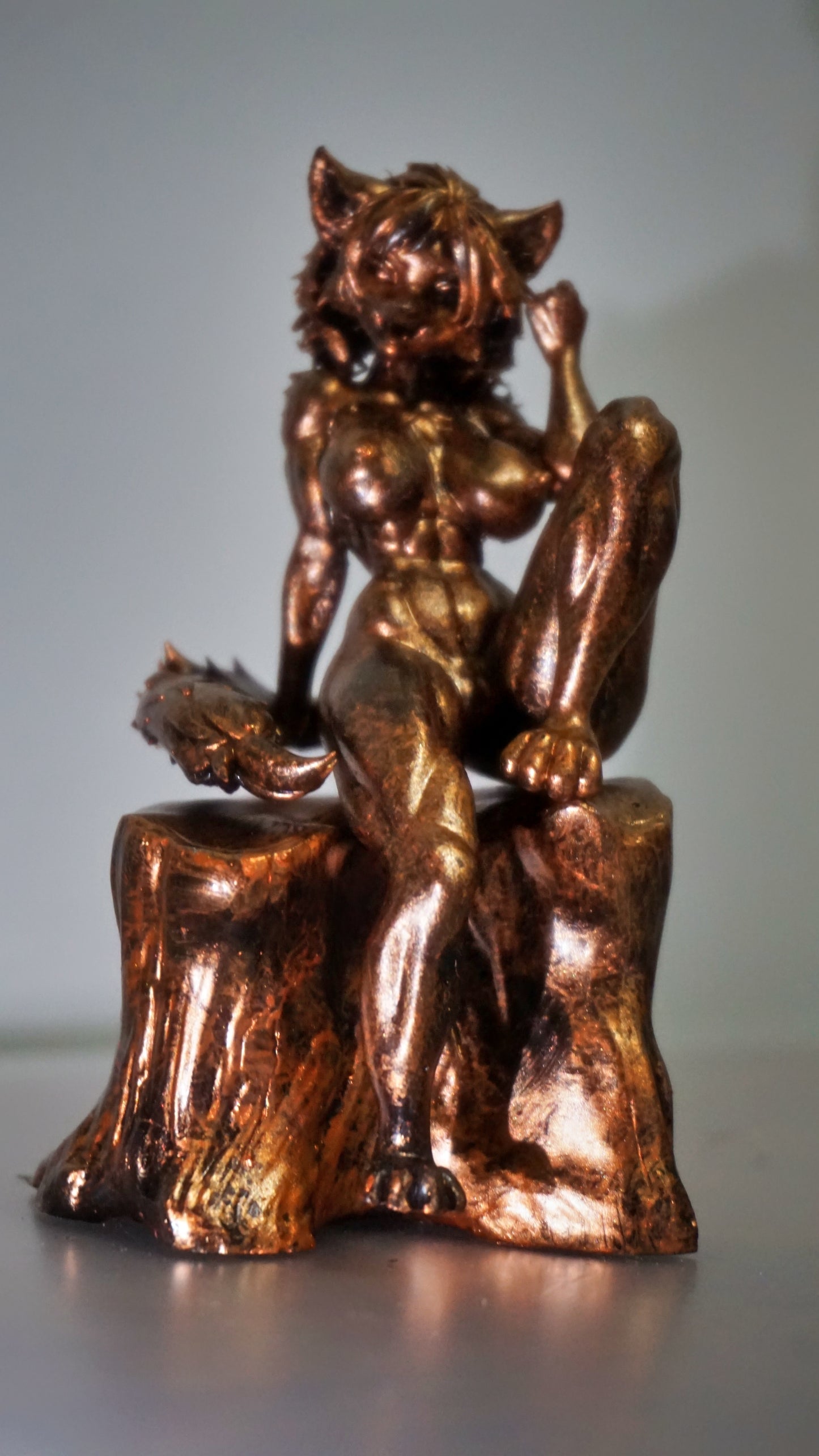 Nude Furry Girl Statue | Female Cat Sculpture | Fantasy Feline Woman Figurine | Anthro Female Art | Furry Decor | Multiple Colors & Sizes