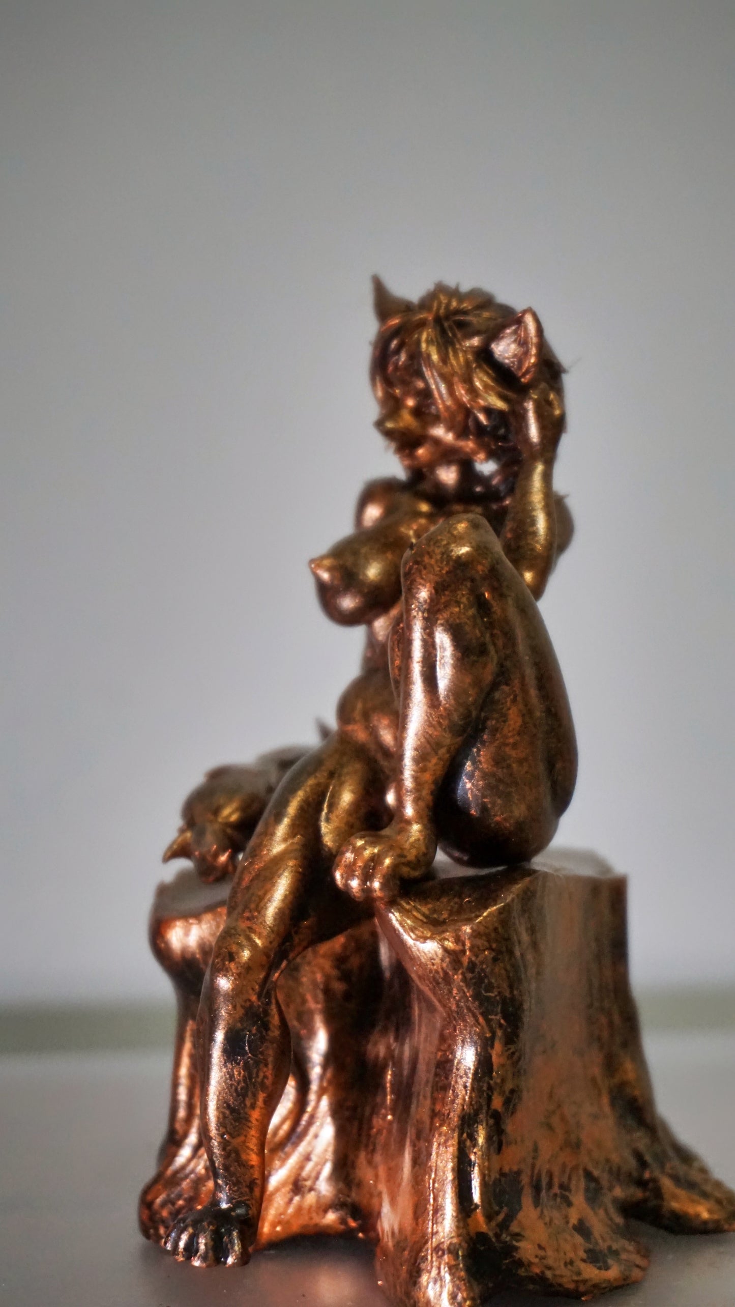 Nude Furry Girl Statue | Female Cat Sculpture | Fantasy Feline Woman Figurine | Anthro Female Art | Furry Decor | Multiple Colors & Sizes