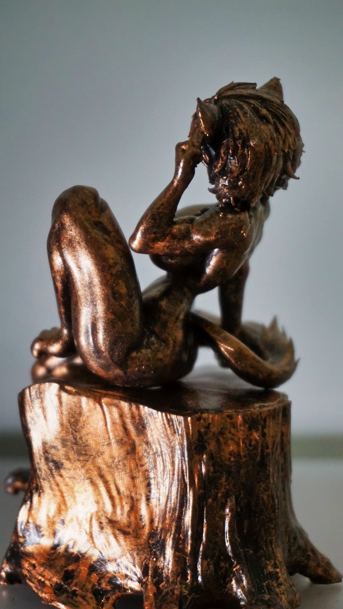 Nude Furry Girl Statue | Female Cat Sculpture | Fantasy Feline Woman Figurine | Anthro Female Art | Furry Decor | Multiple Colors & Sizes