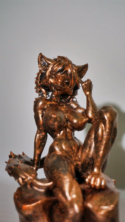 Nude Furry Girl Statue | Female Cat Sculpture | Fantasy Feline Woman Figurine | Anthro Female Art | Furry Decor | Multiple Colors & Sizes