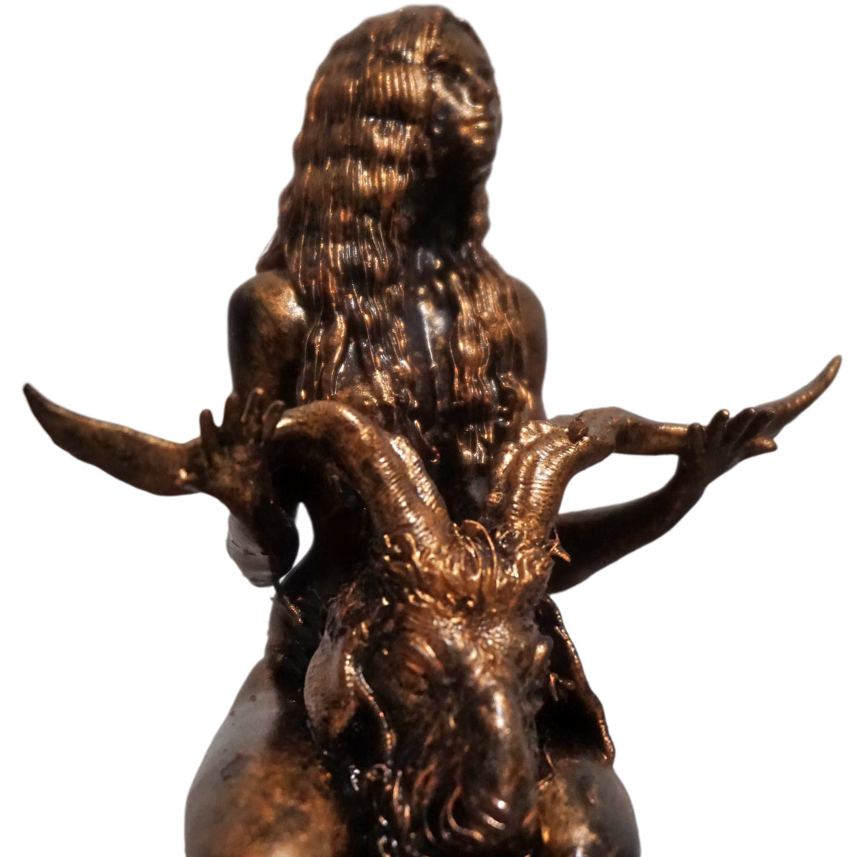 Woman with Severed Goat Head Statue | Dark Occult Female Sculpture | Horned Goat Figurine | Ritual Gothic Art | Witchcraft Inspired Decor