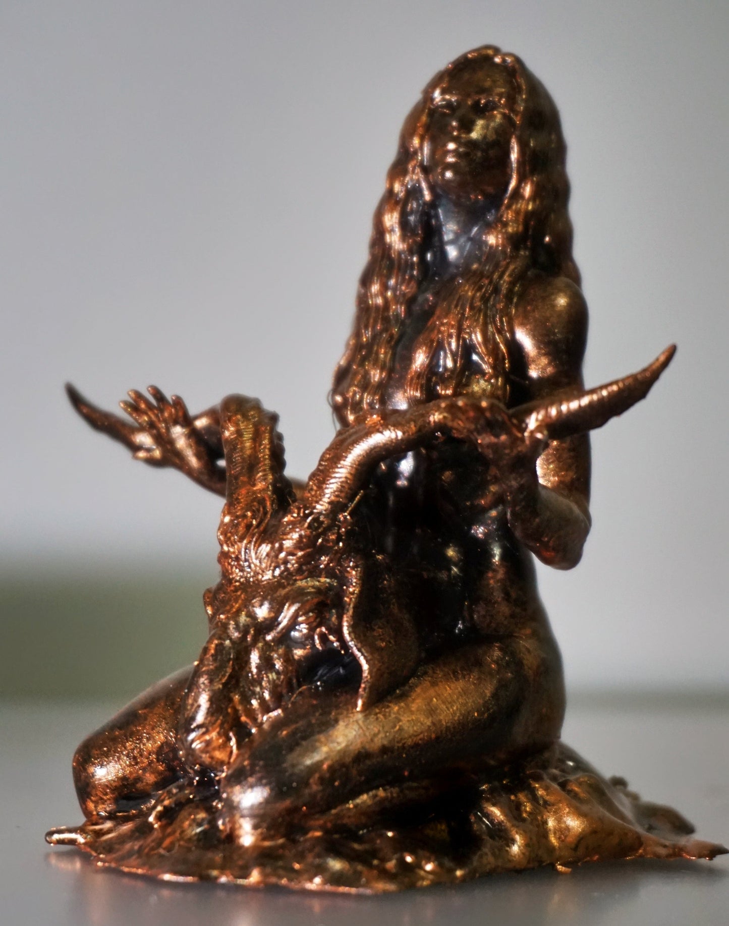 Woman with Severed Goat Head Statue | Dark Occult Female Sculpture | Horned Goat Figurine | Ritual Gothic Art | Witchcraft Inspired Decor