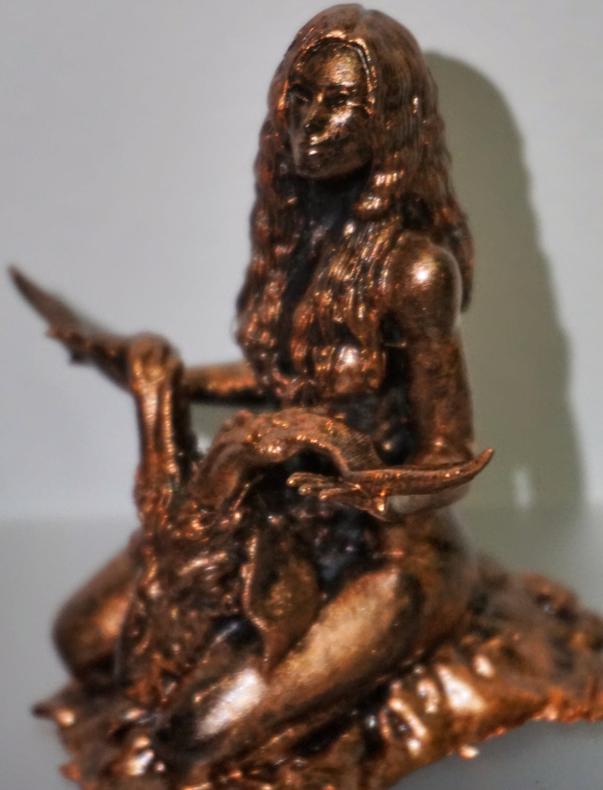 Woman with Severed Goat Head Statue | Dark Occult Female Sculpture | Horned Goat Figurine | Ritual Gothic Art | Witchcraft Inspired Decor