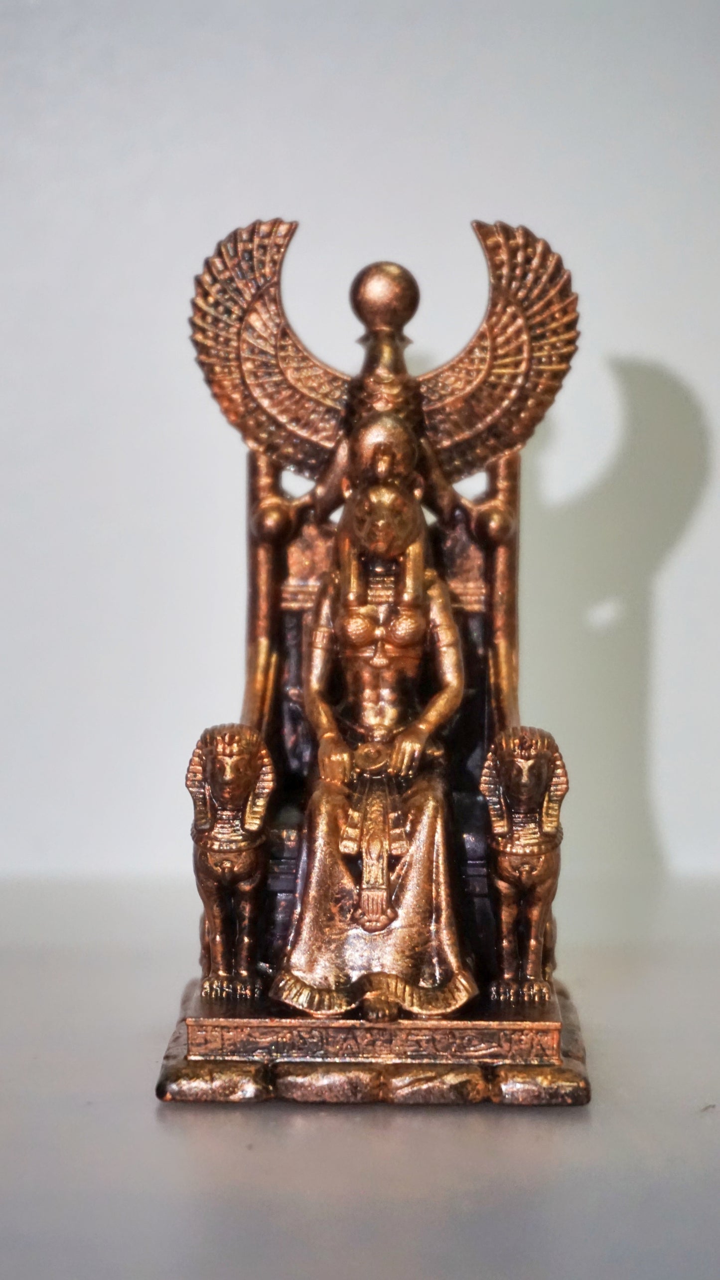Bastet on throne - Ancient Egyptian Goddess of Cats, Fertility & Joy Sculpture