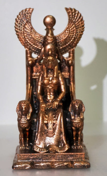 Bastet on throne - Ancient Egyptian Goddess of Cats, Fertility & Joy Sculpture