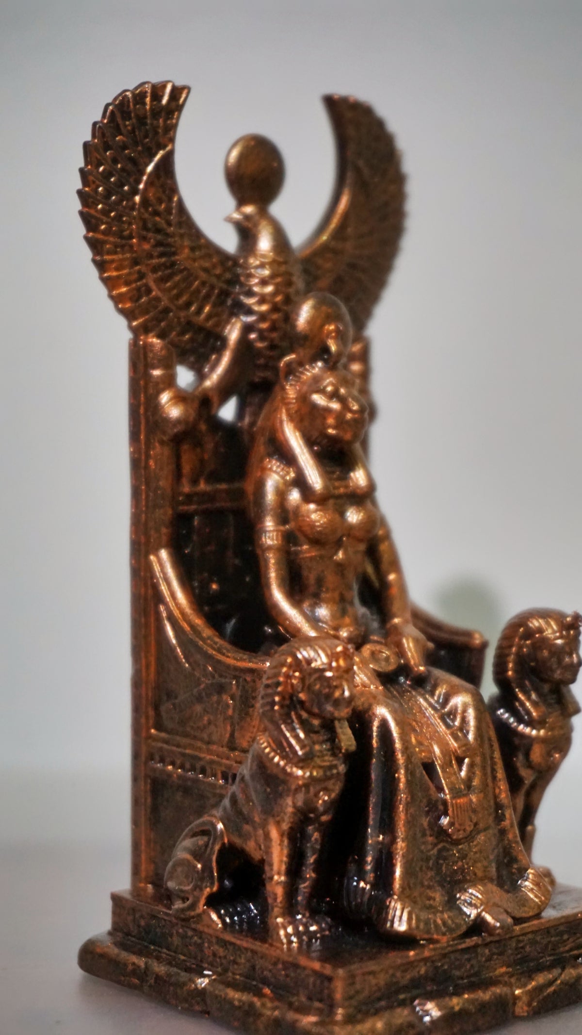 Bastet on throne - Ancient Egyptian Goddess of Cats, Fertility & Joy Sculpture