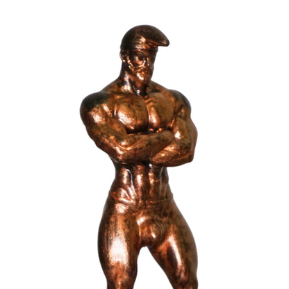 Papa Smurf Inspired Muscle Man Statue | Tom of Finland Style Male Sculpture | Muscular Bearded Man Figurine | Gay Art Decor | Male Figure