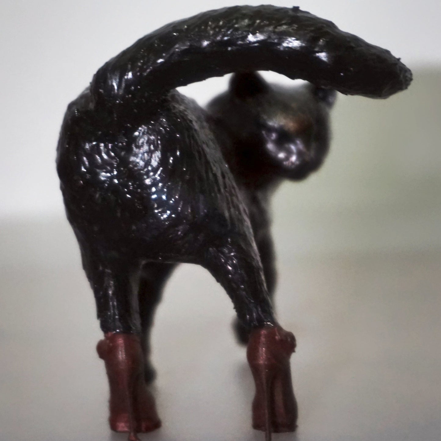 Sassy Black Cat Statue with Red High Heels | Funny Cat Sculpture | Cheeky Cat Butt Figurine | Unique Cat Lover Gift | Quirky Home Decor