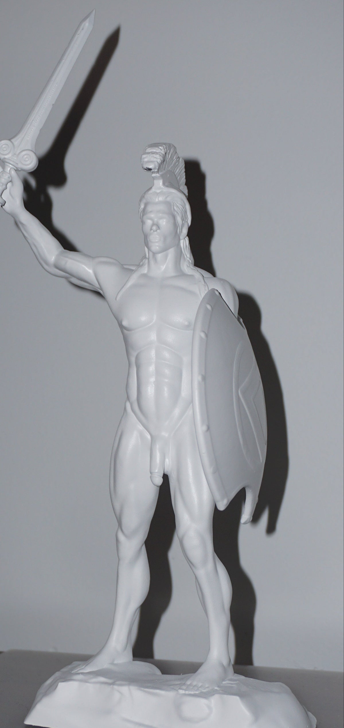 Achilles Statue | Greek Warrior Sculpture | Sword & Shield Figurine | Detachable Sword | White Matte Greek Mythology Decor
