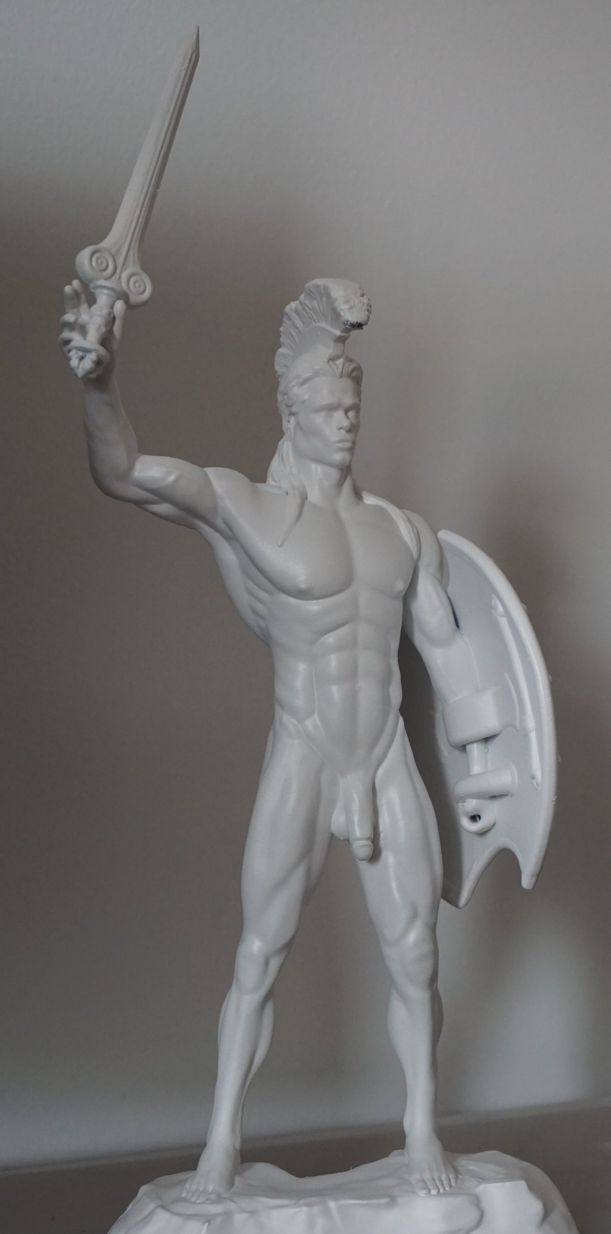 Achilles Statue | Greek Warrior Sculpture | Sword & Shield Figurine | Detachable Sword | White Matte Greek Mythology Decor