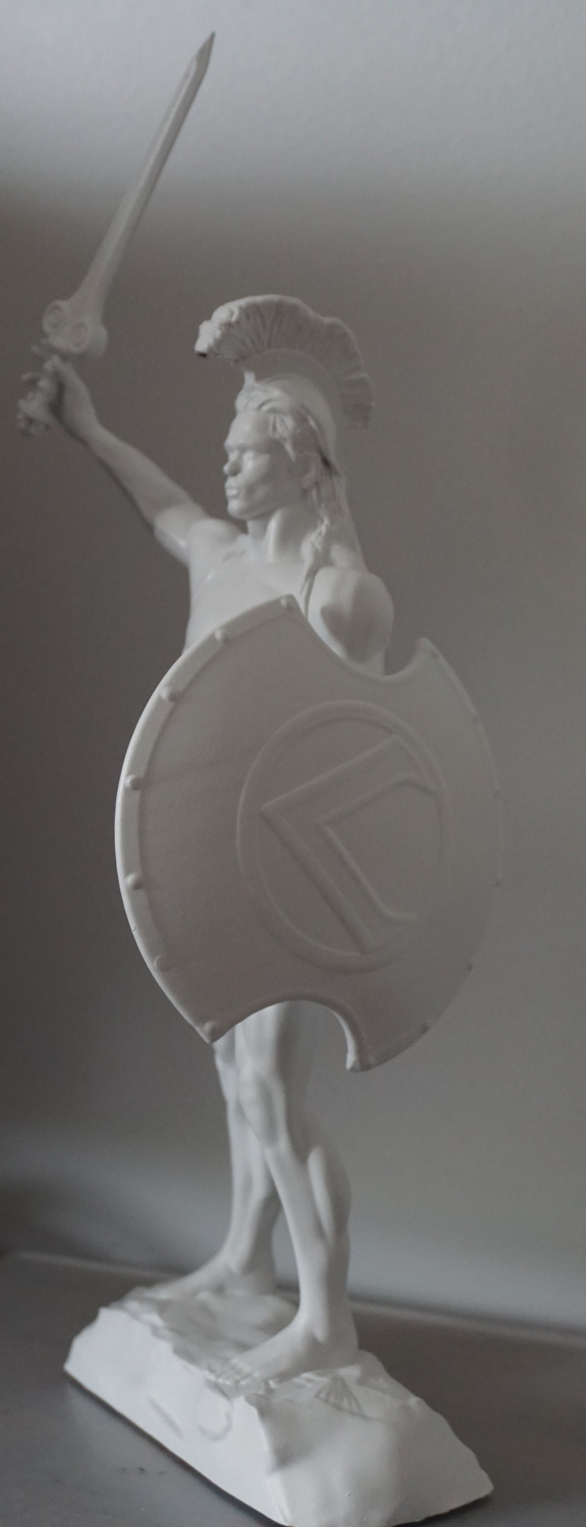 Achilles Statue | Greek Warrior Sculpture | Sword & Shield Figurine | Detachable Sword | White Matte Greek Mythology Decor