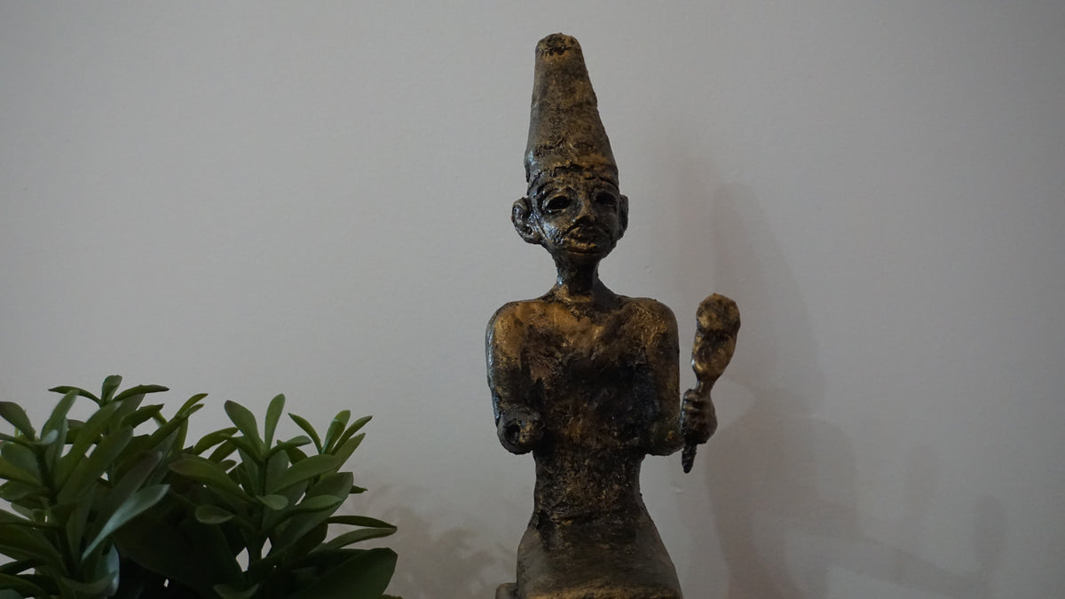 El God Statue Replica | Ancient Canaanite Deity Sculpture | Ugaritic Supreme God Figurine | Antique Bronze Near Eastern Mythology Decor