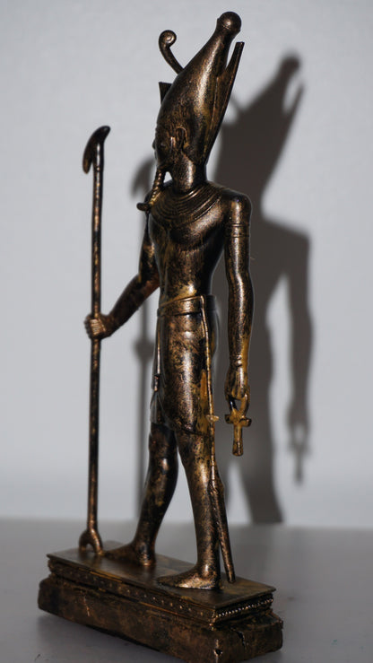 Atum Statue | Antique Gold Egyptian Creator God Sculpture | Ancient Egypt Primordial Deity Figurine | Egyptian Mythology Decor
