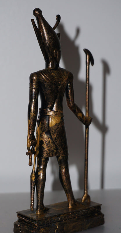 Atum Statue | Antique Gold Egyptian Creator God Sculpture | Ancient Egypt Primordial Deity Figurine | Egyptian Mythology Decor