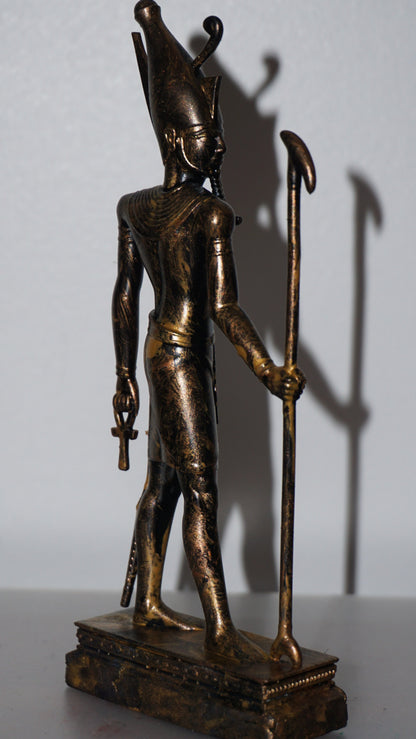 Atum Statue | Antique Gold Egyptian Creator God Sculpture | Ancient Egypt Primordial Deity Figurine | Egyptian Mythology Decor