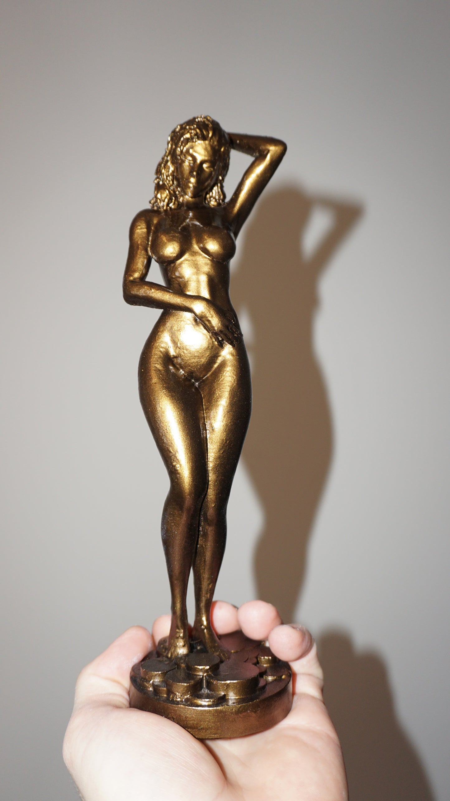"Bronze Respite" Showering Woman Art Sculpture and figurine elf statue