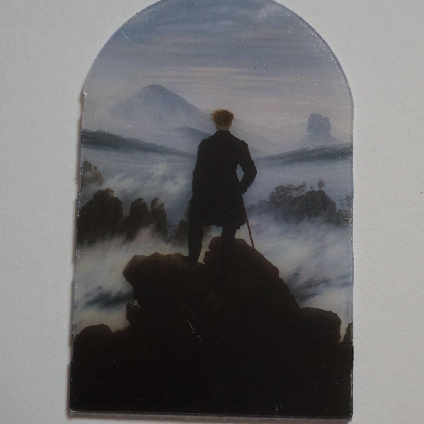 Wanderer Above the Sea of Fog Stained Glass Acrylic Art | Caspar David Friedrich Wall Decor | Romanticism Window Panel | Classical Art Gift