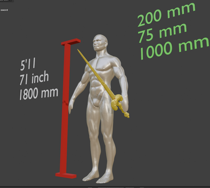 Mini Ornamental Straight Sword Non functional Durable Plastic Replica Cosplay Piece