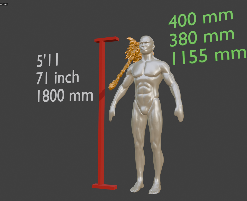 Mini Beastclaw great hammer Miniature Format