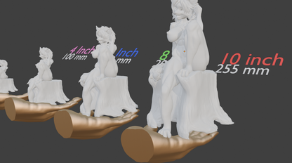 Nude Furry Girl Statue | Female Cat Sculpture | Fantasy Feline Woman Figurine | Anthro Female Art | Furry Decor | Multiple Colors & Sizes