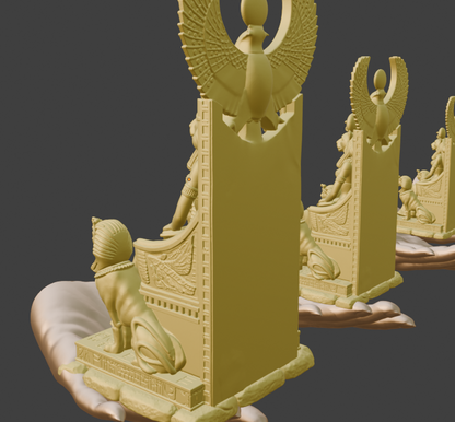 Bastet on throne - Ancient Egyptian Goddess of Cats, Fertility & Joy Sculpture