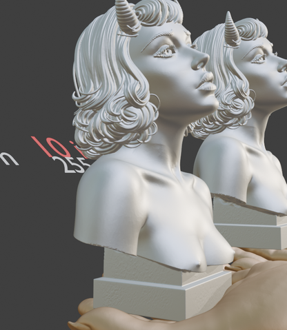 Demon Woman Bust | Horned Female Sculpture | Short Hair Demon Girl Statue | Gothic Fantasy Art | Succubus Decor | Multiple Colors & Sizes