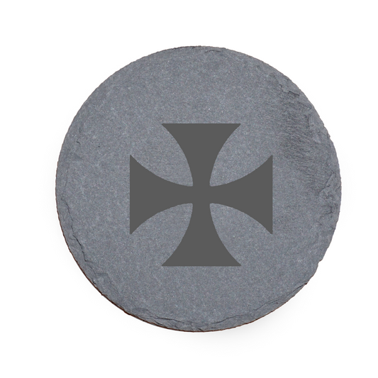 Cross Slate Coaster Anti Slip Legs Laser Engraved