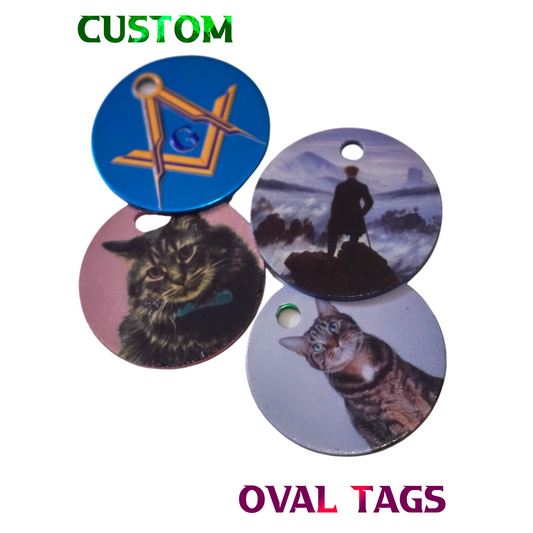 Custom Oval Dog Tag | Personalized Military Style Tag | Custom Photo Dog Tag | Double Sided Engraved Tag | Name Tag | Gift for Him & Her