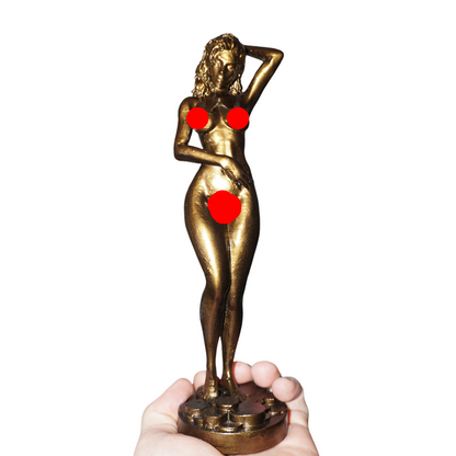 "Bronze Respite" Showering Woman Art Sculpture and figurine elf statue