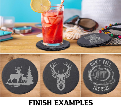 Star Of David Slate Coaster Anti Slip Legs Laser Engraved