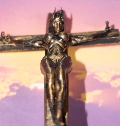 Female, demon on a cross - Sculpture, Statue, and Tabletop Decoration