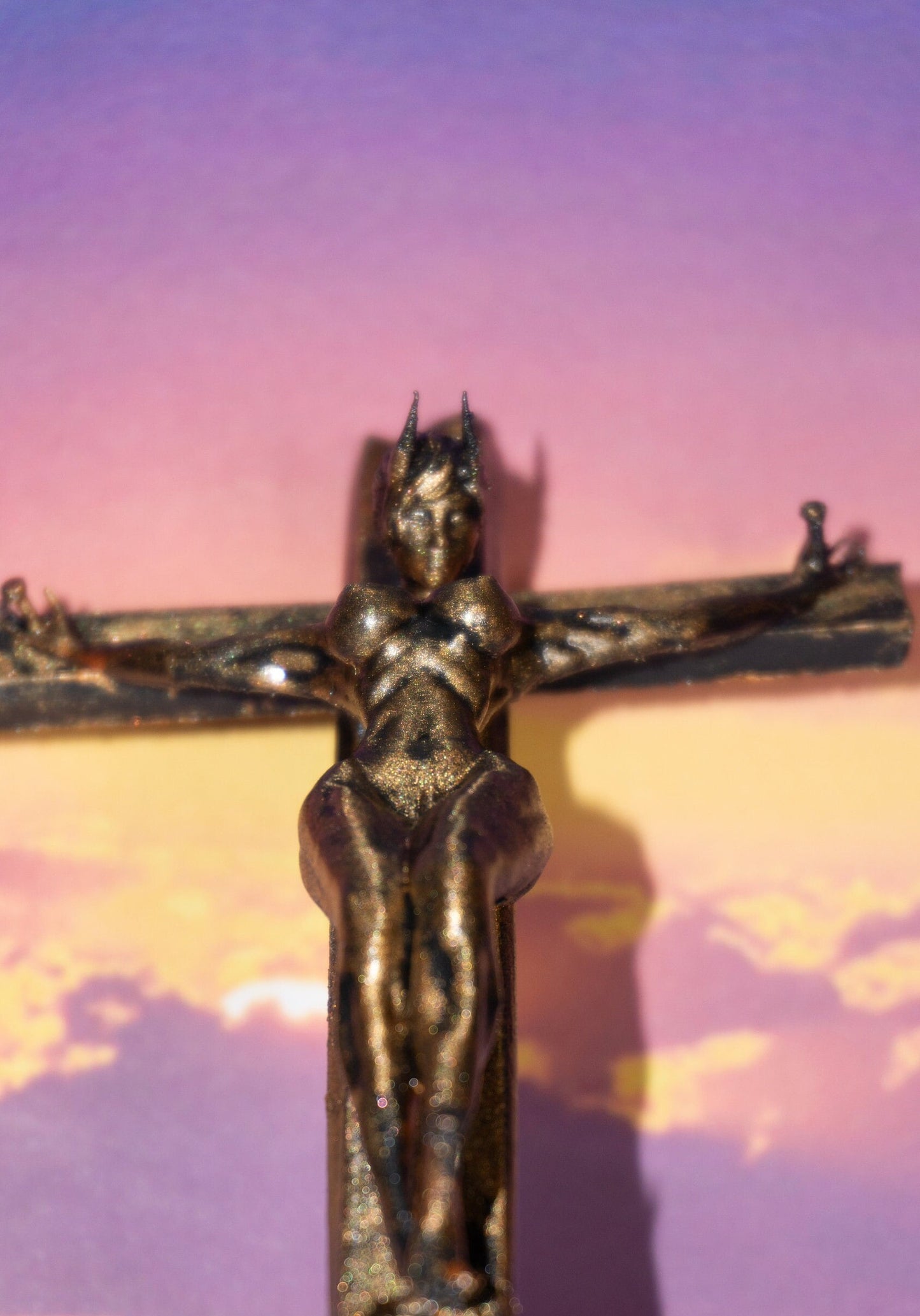 Female, demon on a cross - Sculpture, Statue, and Tabletop Decoration