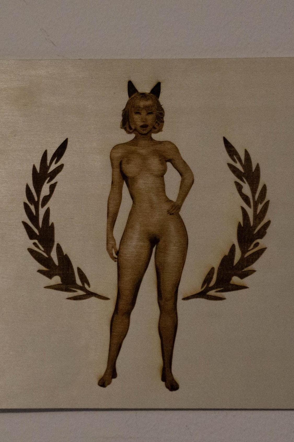 Kitty Woman Wooden Art Piece